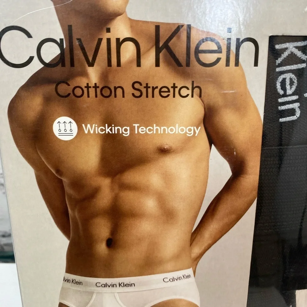 Calvin Klein Mens Cotton Stretch Black Briefs 3 Pack Size XL Underwear Open Box